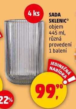 SADA SKLENIC objem 445 ml, různá provedení, 1 balení  