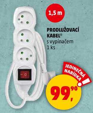 PRODLUŽOVACÍ KABEL s vypínačem, 1 ks 