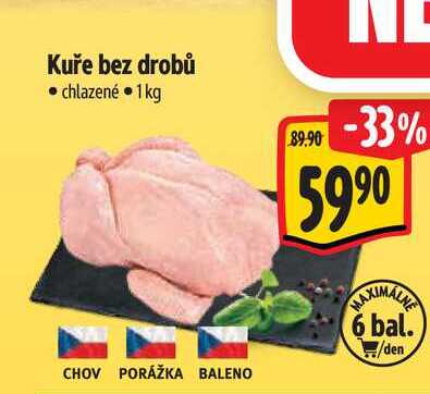Kuře bez drobů chlazené 1kg 