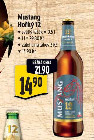 Mustang Hořký 12, světlý ležák 0,5l