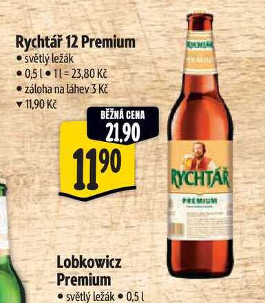 Rychtář 12 Premium, světlý ležák 0,5l