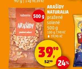 ARAŠÍDY NATURALIA pražené solené, 500 g