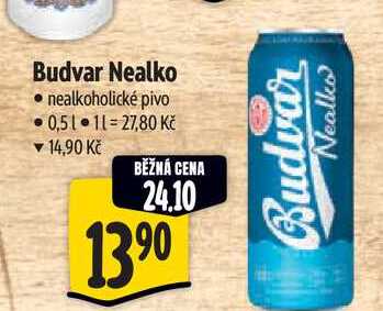 Budvar Nealko, nealkoholické pivo, 0,5l