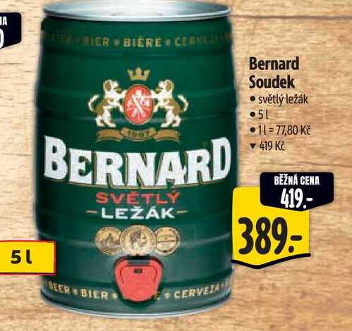 Bernard, světlý ležák 5l soudek