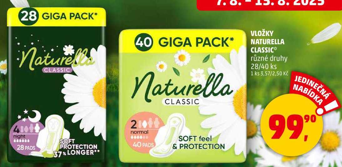 NATURELLA CLASSIC vložky různé druhy, 28/40 ks
