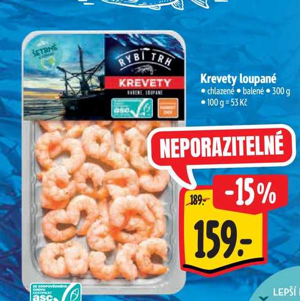 Krevety loupané, chlazené balené 300 g