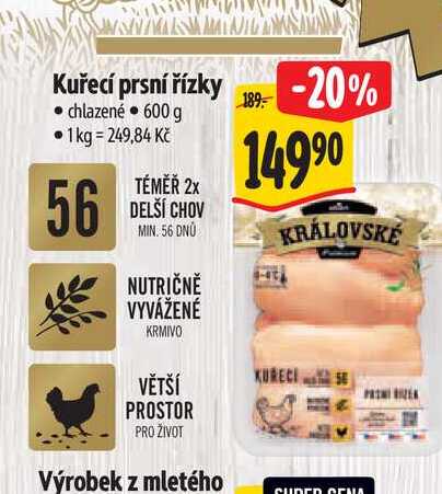 Kuřecí prsní řízky chlazené 600g