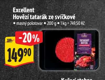 Excellent Hovězí tatarák ze svíčkovénmasný polotovar 200 g