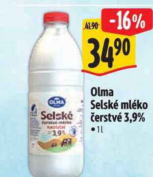 OLMA Selské mléko čerstvé 3,9% •1l