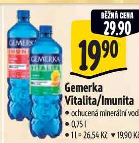 Gemerka Vitalita/Imunita ochucená minerální voda 0,75l