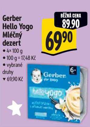 Gerber Hello Yogo Mléčný dezert 4x100 g 