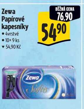 Zewa Papírové kapesníky 4vrstvé  10×9 ks 