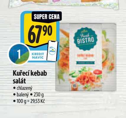 Kuřecí kebab salát, chlazený, balený 230 g 