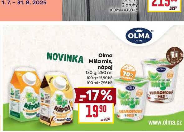 Olma Míša mls, nápoj 130 g, 250ml