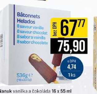 Nanuk vanilka a čokoláda 16 x 55 ml 