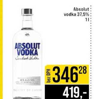 Absolut vodka 37,5% 1l