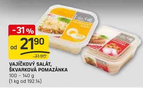VAJÍČKOVÝ SALÁT, ŠKVARKOVÁ POMAZÁNKA 100- 140 g