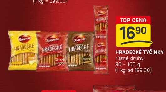 HRADECKÉ TYČINKY různé druhy 90 - 100 g 