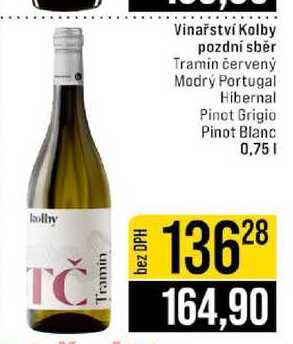 Vinařství Kolby pozdní sběr Tramín červený Modry Portugal Hibernal Pinot Grigio Pinot Blanc 0,75l