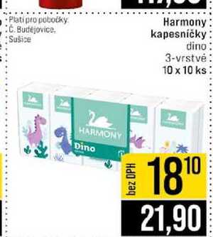 Harmony kapesničky dino 3-vrstvé 10 x 10 ks