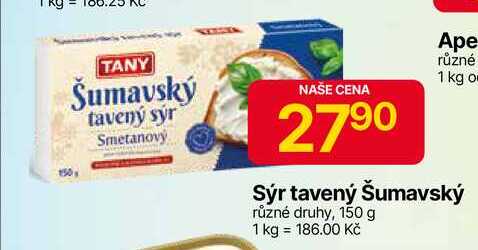 Tany Sýr tavený Šumavský různé druhy, 150 g