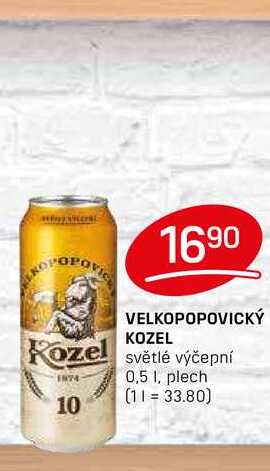 VELKOPOPOVICKÝ KOZEL světlé výčepní 0,5l, plech 