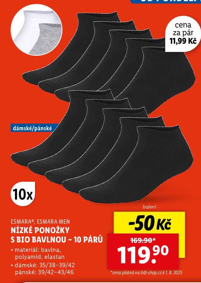 NÍZKÉ PONOŽKY S BIO BAVLNOU - 10 PÁRŮ 
