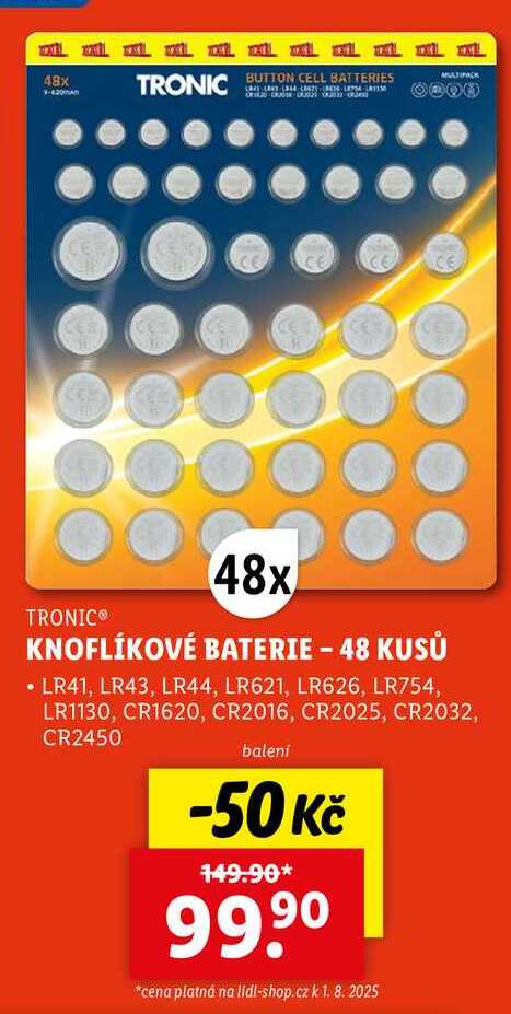 KNOFLÍKOVÉ BATERIE - 48 KUSŮ 