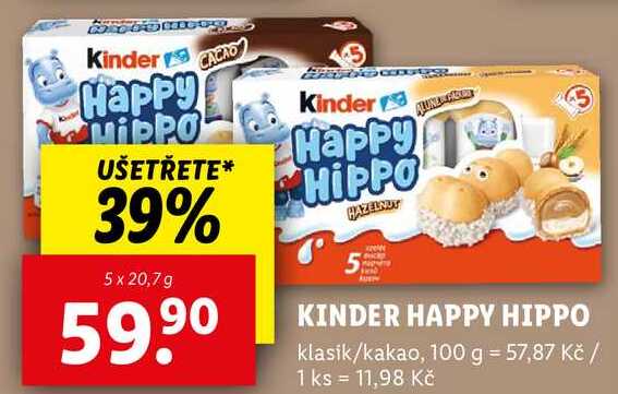 KINDER HAPPY HIPPO, 5x 20,7 g
