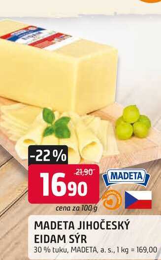 MADETA JIHOČESKÝ EIDAM SÝR 30% tuku 100g