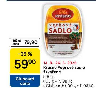 Krásno Vepřové sádlo škvařené, 500 g
