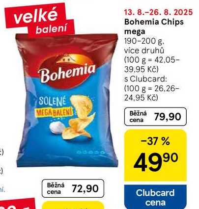 Bohemia Chips mega, 190-200 g 