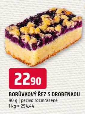 Borůvkový řez s drobenkou 90 g pečivo rozmrazené 