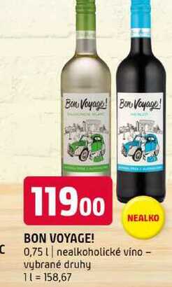 Bon Voyage! 0,75l nealkoholické víno vybrané druhy 