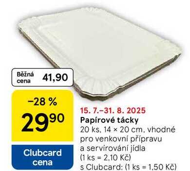 Papírové tácky, 20 ks, 14 x 20 cm, vhodné pro venkovní přípravu a servírování jídla  