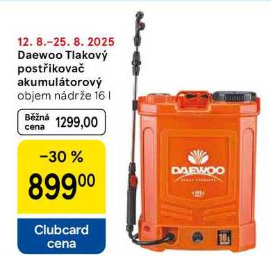 Daewoo Tlakový postřikovač akumulátorový, objem nádrže 16 l