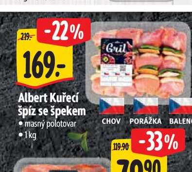   Albert Kuřecí špíz se špekem  1 kg