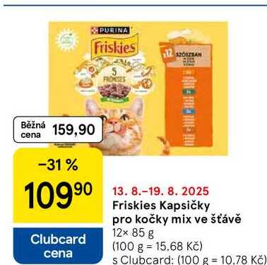 Friskies Kapsičky pro kočky mix ve šťávě, 12× 85 g 