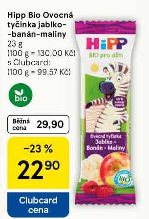Hipp Bio Ovocná tyčinka jablko-banán-maliny, 23 g 