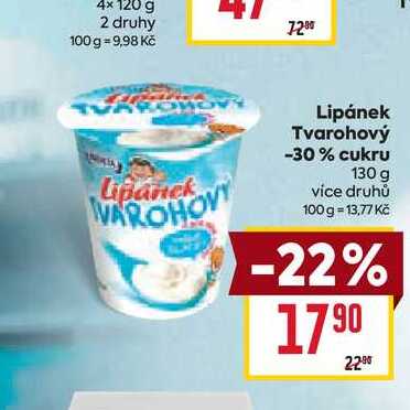 Lipánek Tvarohový -30% cukru 130 g