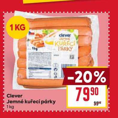 Clever Jemné kuřecí párky 1kg