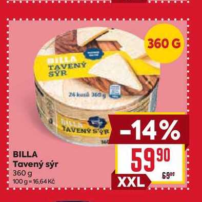 BILLA Tavený sýr 360 g 