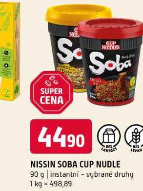NISSIN SOBA CUP NUDLE 90 g instantní vybrané druhy 