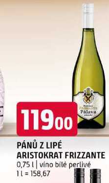 PÁNŮ Z LIPÉ ARISTOKRAT FRIZZANTE 0,75l