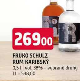 FRUKO SCHULZ RUM KARIBSKÝ 0,5l vol. 38% vybrané druhy