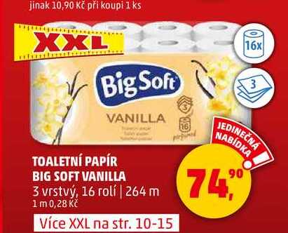 TOALETNÍ PAPÍR BIG SOFT VANILLA 3 vrstvý, 16 rolí 