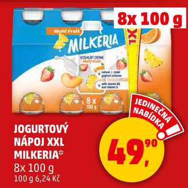 JOGURTOVÝ NÁPOJ XXL MILKERIA, 8x 100 g 
