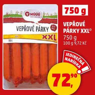 VEPŘOVÉ PÁRKY XXL, 750 g 