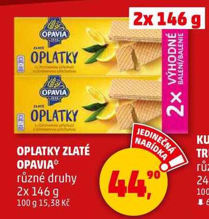 OPLATKY ZLATÉ OPAVIA různé druhy, 2x 146 g 