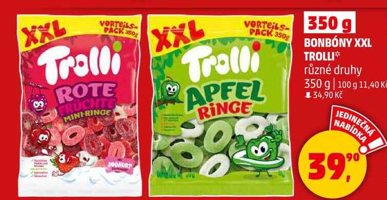 BONBONY XXL Trolli různé druhy, 350 g 
